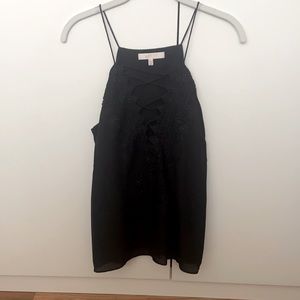 Black tank top with lacing up the front
